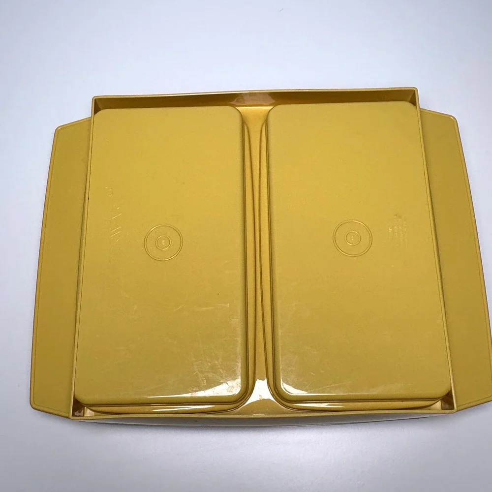 Vintage Tupperware Deviled Egg Carrier Yellow Gold Tray Lid Removable Inserts